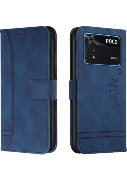 Xiaomi Poco M4 Pro 4g Kart Yuvaları Flip Folio Cüzdan Pu Telefon Kılıfı (Yurt Dışından)