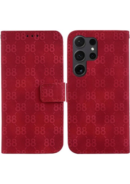 Samsung Galaxy S24 Ultra 5g Kickstand Pu Deri Çift 8 Telefon Kılıfı (Yurt Dışından)