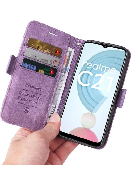 Realme C21 Kart Yuvaları Için Tpu Deri Manyetik Cüzdan Çevirin Telefon Kılıfı (Yurt Dışından) indirimleri