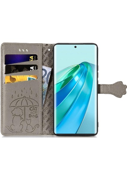 Huawei Onur X9A Karikatür Hayvanlar Için Kısa Kayış Deri Flip Telefon Kılıfı (Yurt Dışından)