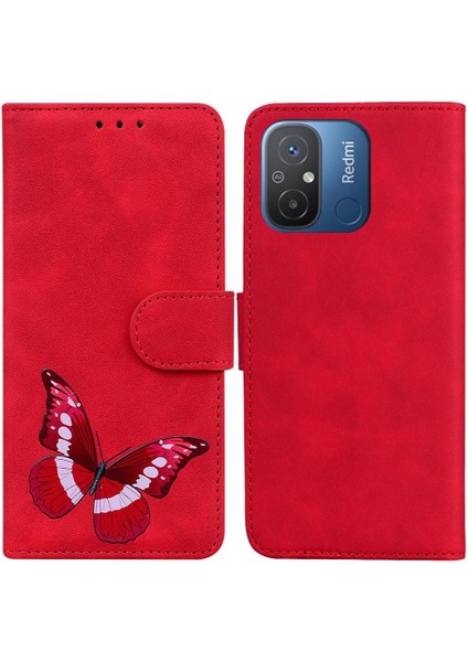 Xiaomi Redmi 12C Kelebek Cüzdan Renk Baskılı Için Folio Telefon Kılıfı (Yurt Dışından)
