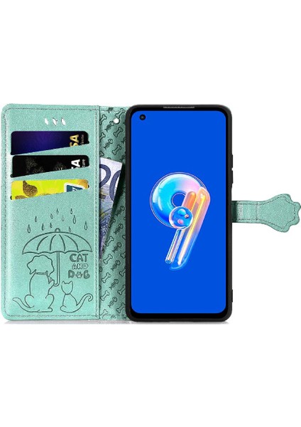 Asus Zenfone 9 Için Deri Karikatür Hayvanlar Darbeye Kısa Telefon Kılıfı (Yurt Dışından)