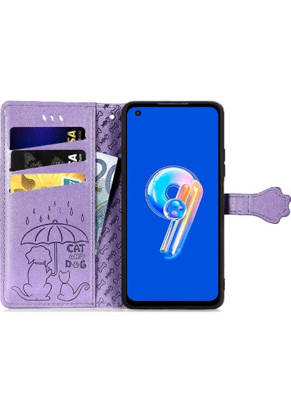 Asus Zenfone 9 Için Deri Karikatür Hayvanlar Darbeye Kısa Telefon Kılıfı (Yurt Dışından)