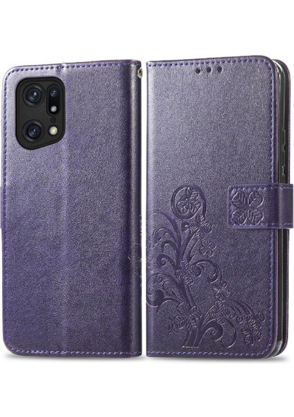 Oppo Bulmak Için X5 Pro Deri Kısa Kayış Dört Yaprak Telefon Kılıfı (Yurt Dışından)