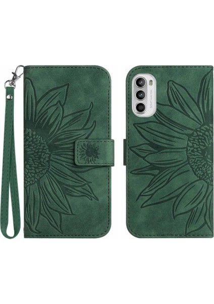 Motorola Moto G52 4G/G71S Pu Deri Kısa Kayış Kartı Telefon Kılıfı (Yurt Dışından)