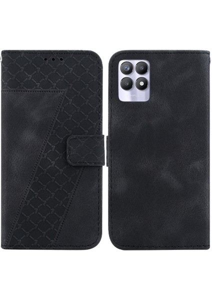 Realme 8i Kart Yuvası Fonksiyonu Için Flip Folio Pu Deri Telefon Kılıfı (Yurt Dışından)