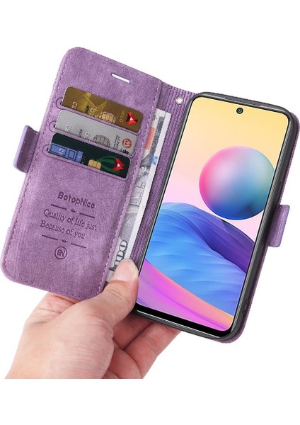 Xiaomi Redmi Not 10 5g Için Cüzdan Çevirin Tpu Deri Manyetik Telefon Kılıfı (Yurt Dışından)