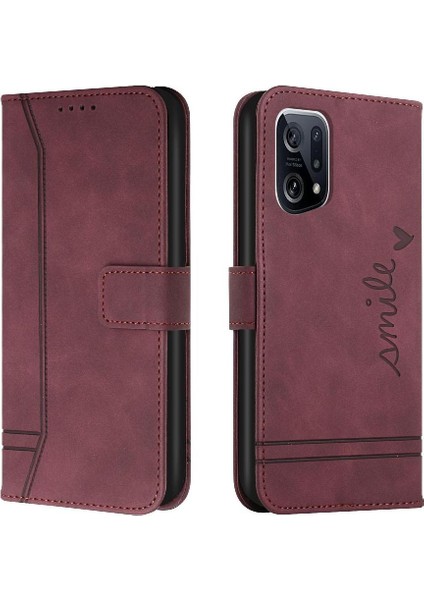 Oppo Bulmak Için X5 Pro Flip Folio Cüzdan Manyetik Kapatma El Pu Telefon Kılıfı (Yurt Dışından)