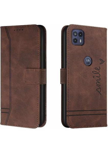 Motorola Moto G50 5g Flip Folio Cüzdan Için El Kayışı Kart Pu Telefon Kılıfı (Yurt Dışından)