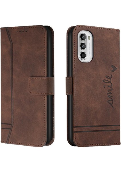 Motorola Moto G52 Için /G82 Kart Yuvaları Manyetik Kapatma Pu Telefon Kılıfı (Yurt Dışından)