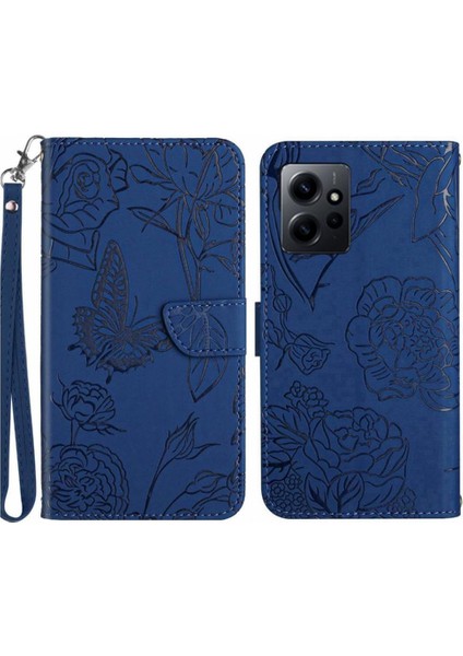 Xiaomi Redmi Not 12 4g Anti-Damla Koruma Çiçekler ve Pu Flip Telefon Kılıfı (Yurt Dışından)