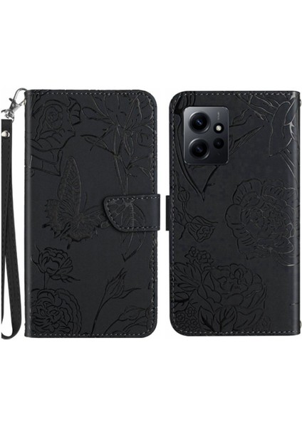 Xiaomi Redmi Not 12 4g Anti-Damla Koruma Çiçekler ve Pu Flip Telefon Kılıfı (Yurt Dışından)