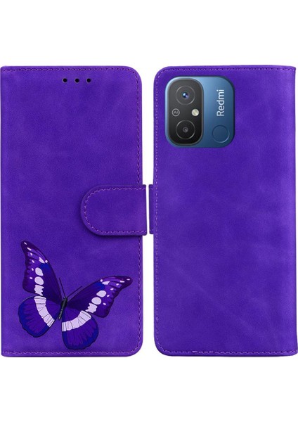 Xiaomi Redmi 12C Kelebek Cüzdan Renk Baskılı Için Folio Telefon Kılıfı (Yurt Dışından)