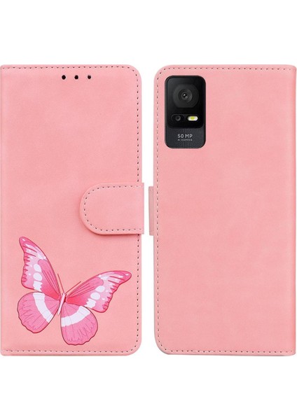 Tcl 408 Kelebek Renk Baskılı Kart Yuvaları Için Flip Folio Cüzdan Telefon Kılıfı (Yurt Dışından)
