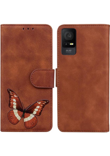 Tcl 408 Kelebek Renk Baskılı Kart Yuvaları Için Flip Folio Cüzdan Telefon Kılıfı (Yurt Dışından)