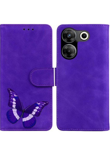 Tecno Camon 20 Cüzdan Renk Baskılı Kelebek Kart Yuvaları Için Çevirin Telefon Kılıfı (Yurt Dışından)