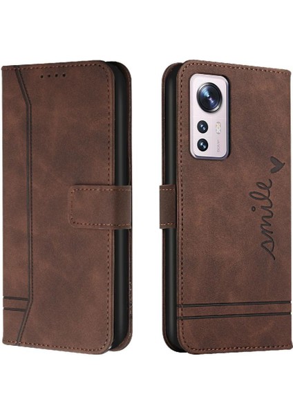 Telefon Kılıfı Için Xiaomi 12 Lite El Kayışı Pu Deri Flip Folio Cüzdan Kart (Yurt Dışından)