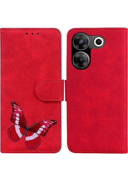Tecno Camon 20 Cüzdan Renk Baskılı Kelebek Kart Yuvaları Için Çevirin Telefon Kılıfı (Yurt Dışından)