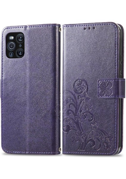 Oppo Bulmak Için X3 Pro Dört Yapraklı Yonca Flip Kısa Kayış Iş Telefon Kılıfı (Yurt Dışından)