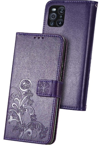 Oppo Bulmak Için X3 Pro Dört Yapraklı Yonca Flip Kısa Kayış Iş Telefon Kılıfı (Yurt Dışından) fırsatları