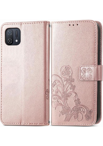 Oppo A16K Zarif Iş Flip Için Kısa Kayış Dört Yaprak Telefon Kılıfı (Yurt Dışından)