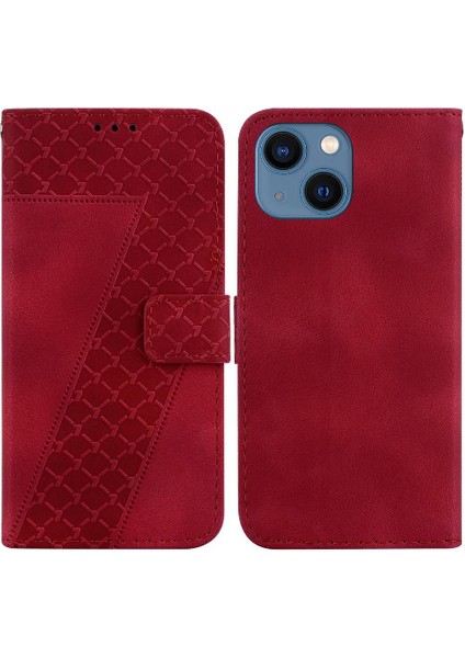 iphone 13 Mini Kabartmalı Desen Cüzdan Flip Folio Pu Telefon Kılıfı (Yurt Dışından)