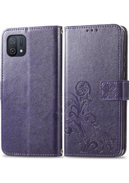 Oppo A16K Zarif Iş Flip Için Kısa Kayış Dört Yaprak Telefon Kılıfı (Yurt Dışından)