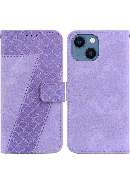 iphone 13 Mini Kabartmalı Desen Cüzdan Flip Folio Pu Telefon Kılıfı (Yurt Dışından)