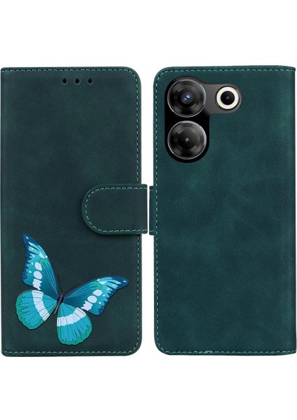 Tecno Camon 20 Pro 5g Için Kılıf Cüzdan Flip Folio Kapak Kelebek Renk (Yurt Dışından)