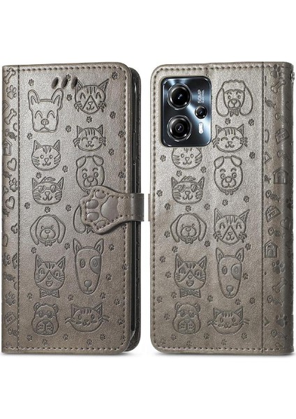 Moto G23 Deri Kılıf Darbeye Karikatür Hayvanlar Için Kılıf Kapak Çevirin (Yurt Dışından)