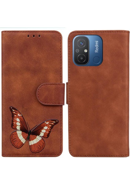 Xiaomi Redmi 12C Kelebek Cüzdan Renk Baskılı Kapak Için Kılıf Folio Kapak (Yurt Dışından)