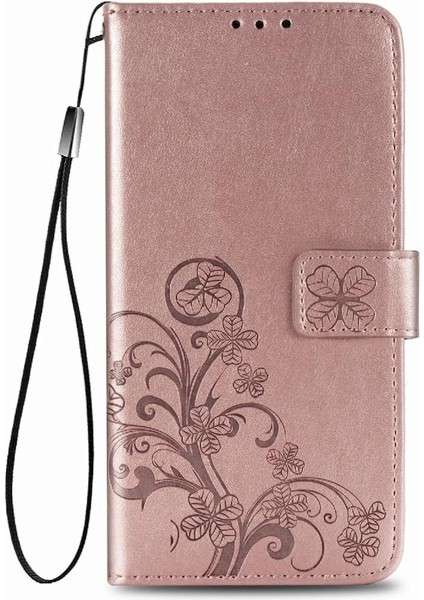 Realme C15 Zarif Iş Dört Yapraklı Yonca Flip Kapak Için Kılıf Kısa (Yurt Dışından)