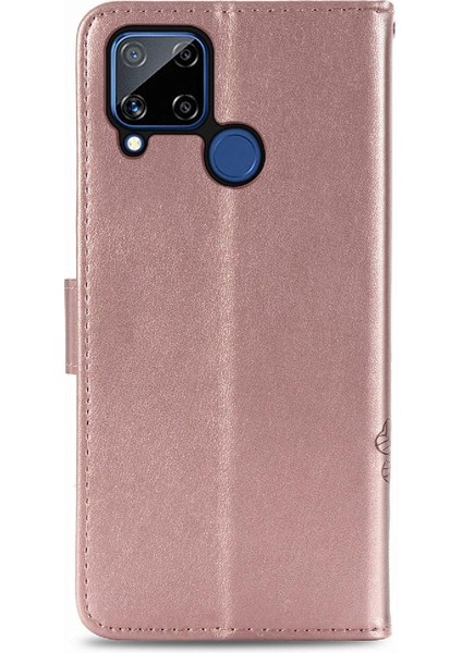 Realme C15 Zarif Iş Dört Yapraklı Yonca Flip Kapak Için Kılıf Kısa (Yurt Dışından) fırsatları