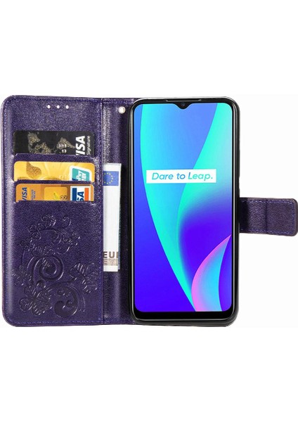 Realme C15 Zarif Iş Dört Yapraklı Yonca Flip Kapak Için Kılıf Kısa (Yurt Dışından) indirimleri
