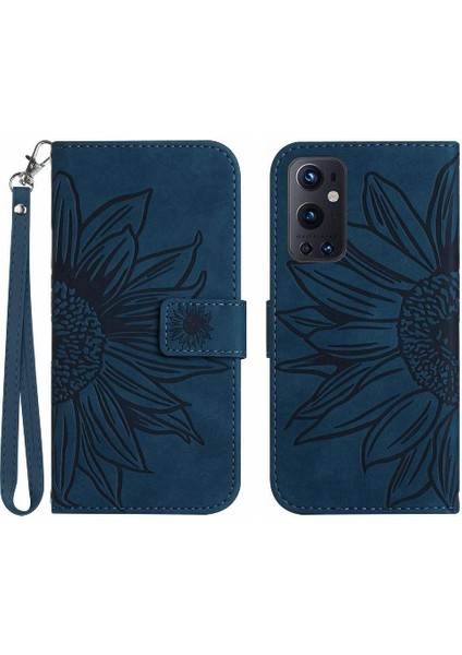 Kart Yuvaları Tutucu Kabartmalı Ayçiçeği Lüks Pu ile Oneplus 9 Pro Için Kılıf (Yurt Dışından)