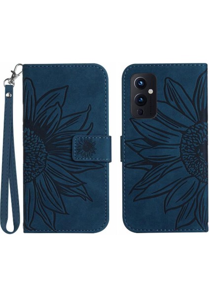 Oneplus 9 Için Kılıf Lüks Pu Deri Kabartmalı Ayçiçeği Kısa Kayış Flip (Yurt Dışından)