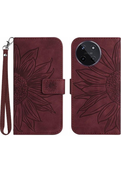 Realme 11 4g Flip Cüzdan Telefon Kılıfı Için Kılıf Kart Yuvaları ile Kısa Kayış (Yurt Dışından)