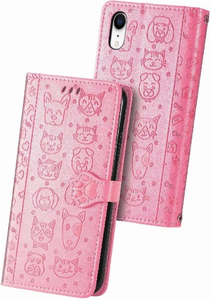 Iphone Xr Flip Kapak Kılıf Için Kılıf Kısa Kayış Karikatür Hayvanlar (Yurt Dışından)