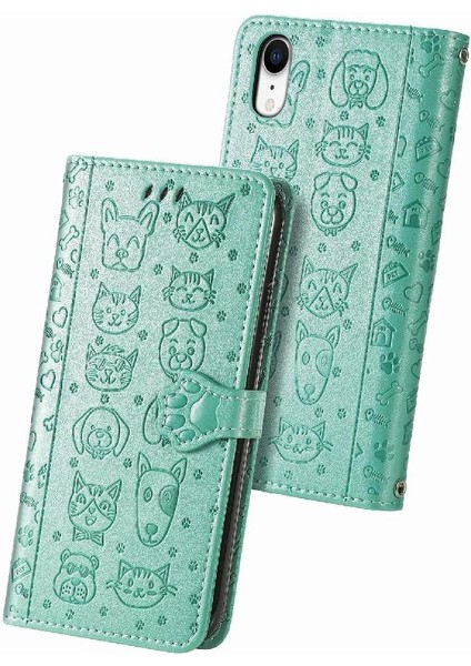 Iphone Xr Flip Kapak Kılıf Için Kılıf Kısa Kayış Karikatür Hayvanlar (Yurt Dışından)