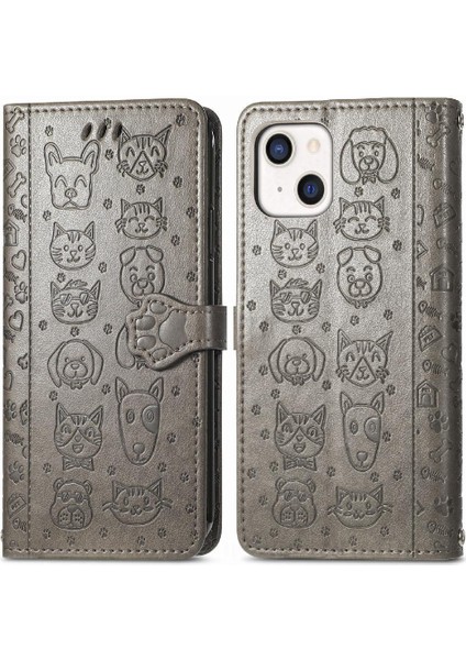 Iphone 13 Mini Deri Kılıf Kapak Kapak Darbeye Karikatür Kısa (Yurt Dışından)