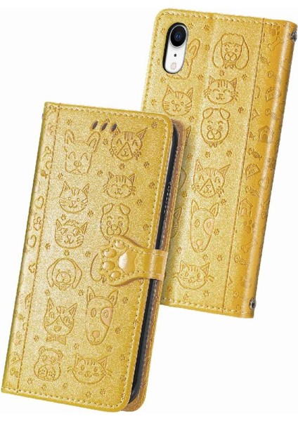 Iphone Xr Flip Kapak Kılıf Için Kılıf Kısa Kayış Karikatür Hayvanlar (Yurt Dışından)