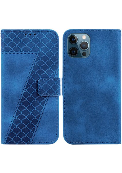 Iphone 12 Için Telefon Kılıfı Pro Flip Folio Kapak Kabartmalı Desen Cüzdan Pu (Yurt Dışından)