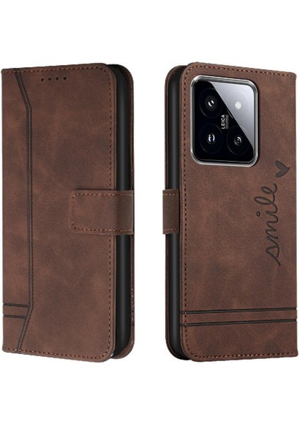 Telefon Kılıfı Için Xiaomi 14 Manyetik Kapatma Kart Yuvaları Kapak Flip Folio Pu (Yurt Dışından)