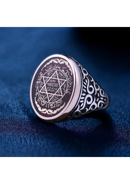 925 Ayar Gümüş Işlemeli Mührü Süleyman Erkek Yüzük fiyatları