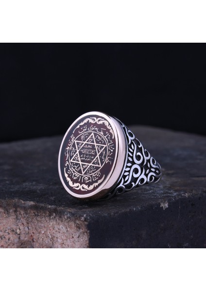 925 Ayar Gümüş Işlemeli Mührü Süleyman Erkek Yüzük fırsatları
