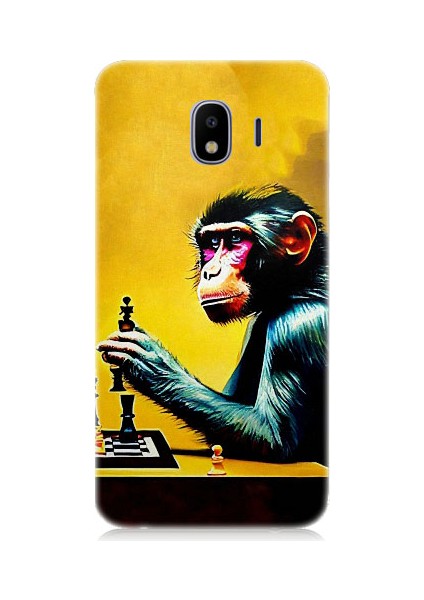 Samsung Galaxy J4 Duo Uyumlu Satranç Oynayan Maymun Desenli Silikon Kılıf