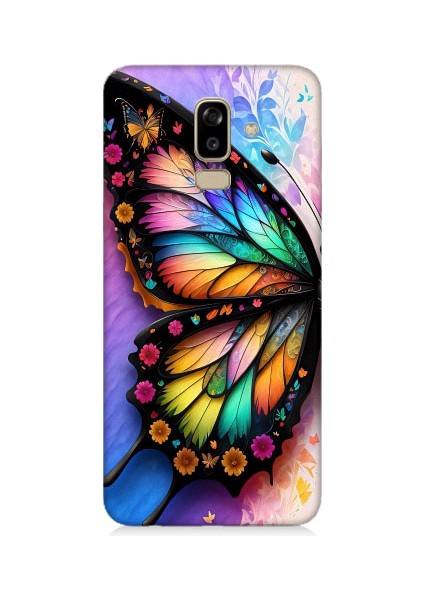 Samsung Galaxy J8 Uyumlu Renkli Kanatlı Kelebek Desenli Silikon Kılıf