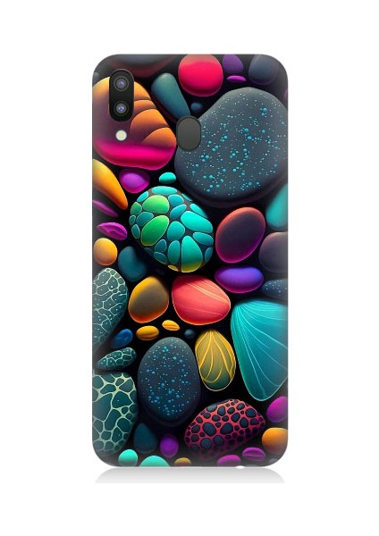 Samsung Galaxy M20 Uyumlu Artx Kırmızı Doğa Taşlar Desenli Silikon Kılıf