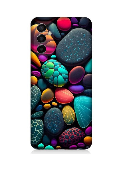 Samsung Galaxy M23 Uyumlu Artx Kırmızı Doğa Taşlar Desenli Silikon Kılıf