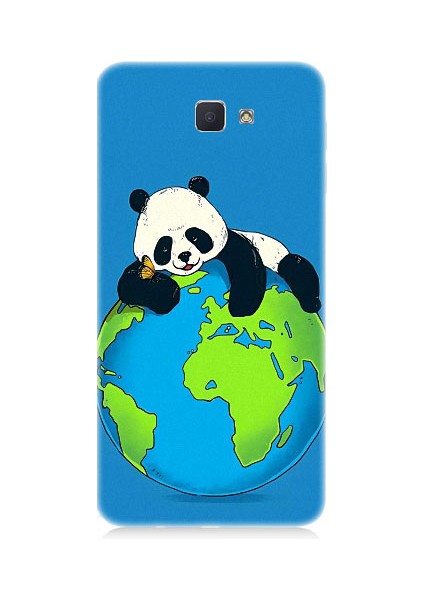 Samsung Galaxy J7 Prime Uyumlu Yorgun Panda ve Dünya Desenli Silikon Kılıf